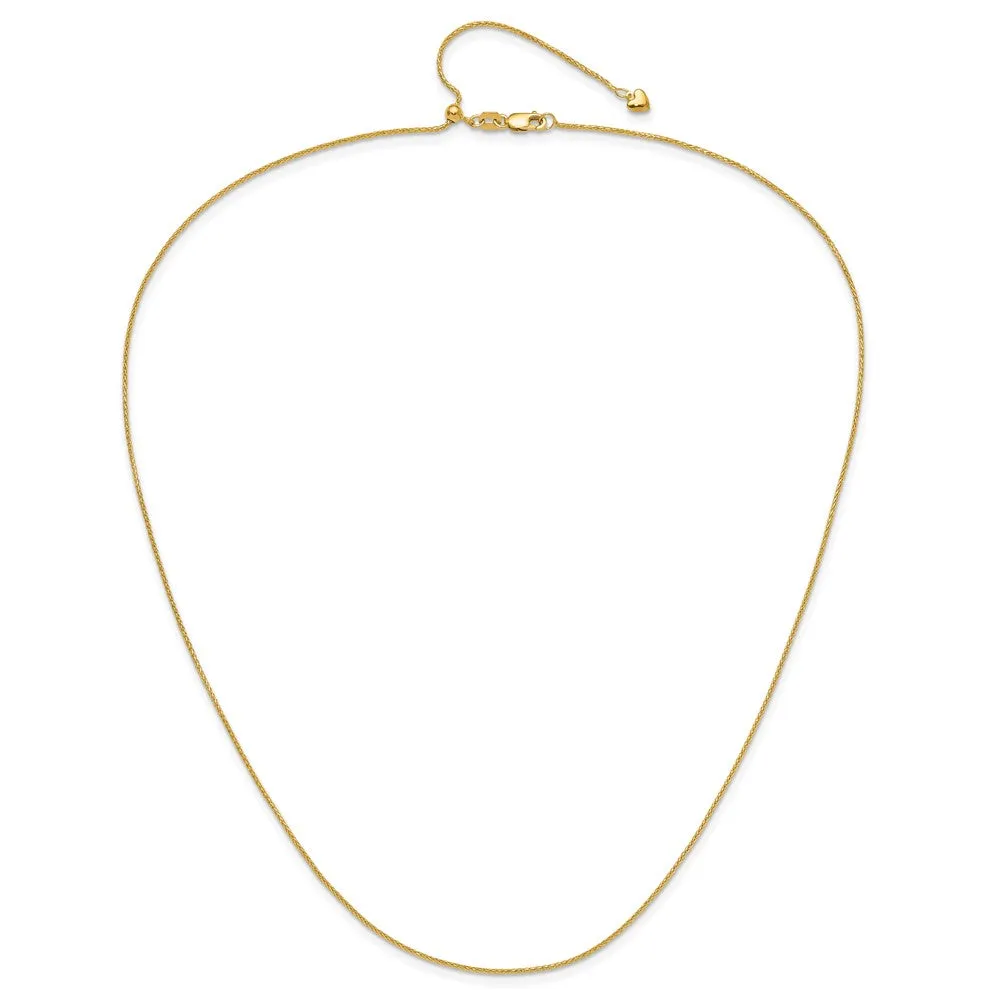 14k Yellow Gold Adjustable .95mm Dimond-cut Wheat Chain