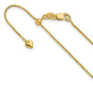14k Yellow Gold Adjustable .95mm Dimond-cut Wheat Chain
