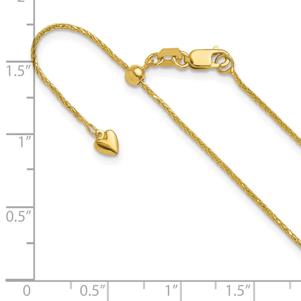 14k Yellow Gold Adjustable .95mm Dimond-cut Wheat Chain