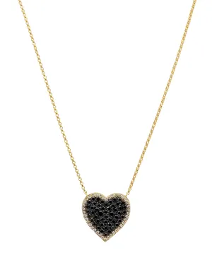 14k Yellow Gold Black Diamond Heart Necklace