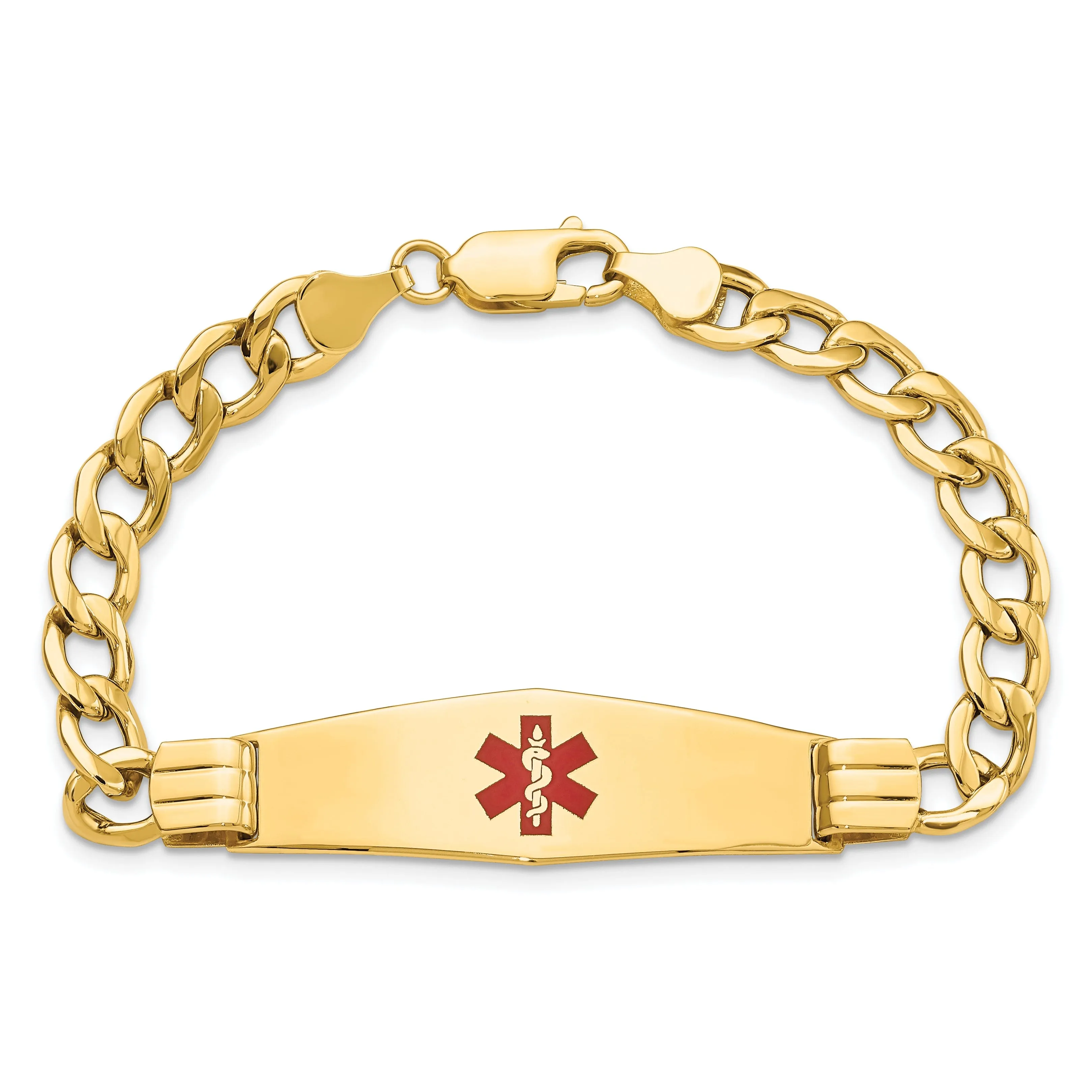 14K Yellow Gold Curb Link Medical ID Bracelet