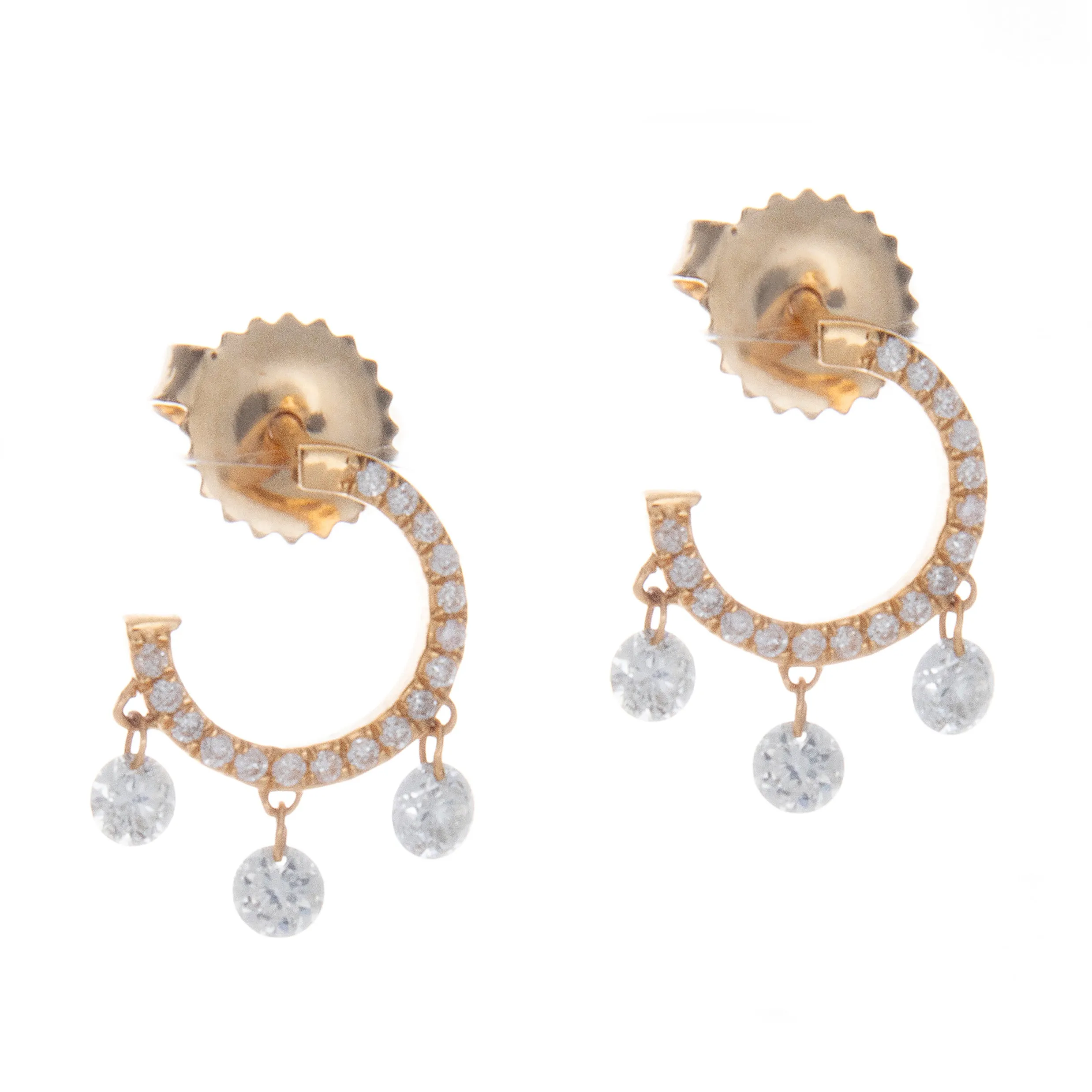 14k Yellow Gold Diamond Dangle Drop Earrings