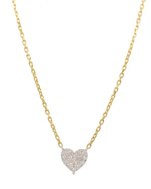 14k Yellow Gold Diamond Heart Necklace