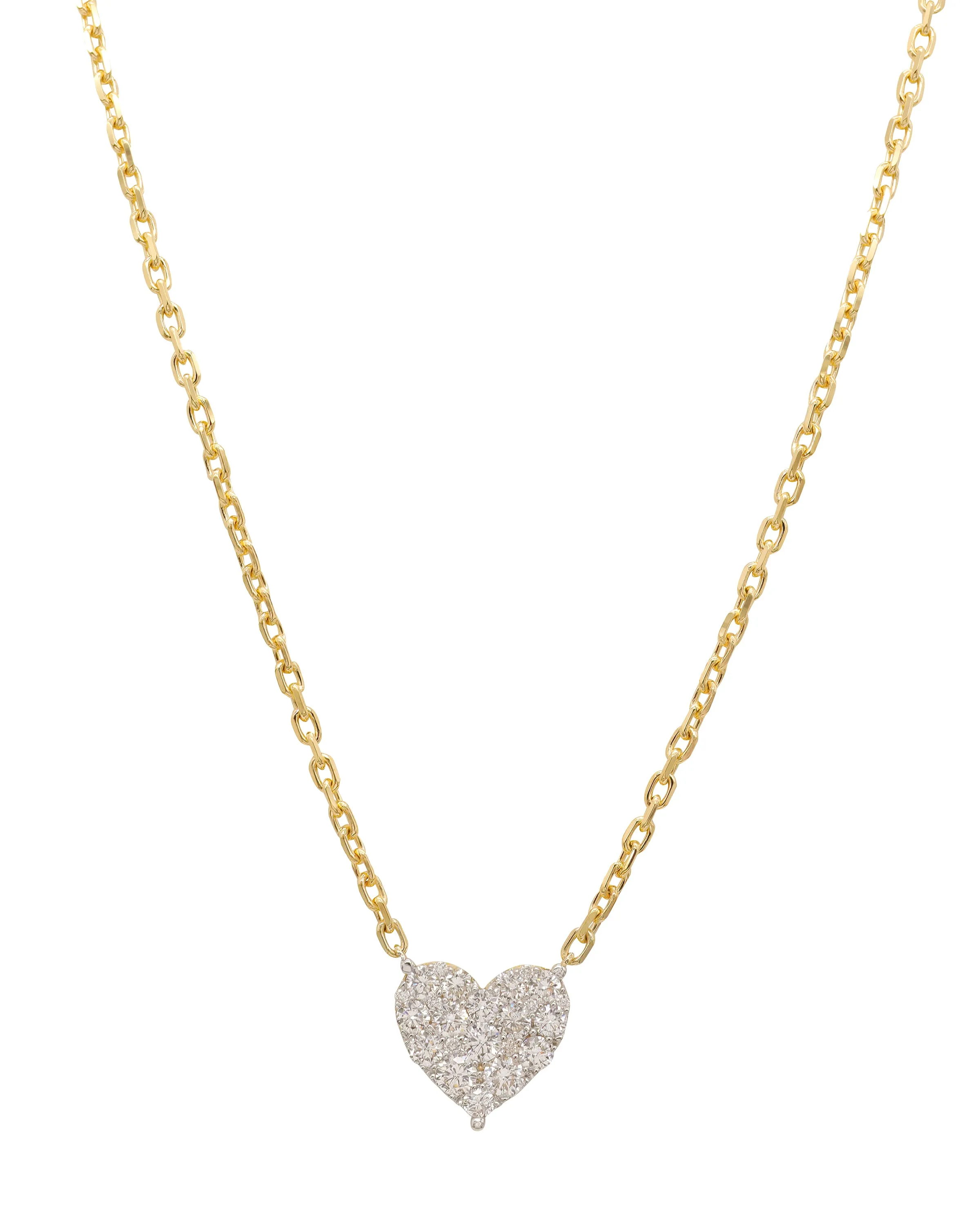 14k Yellow Gold Diamond Heart Necklace