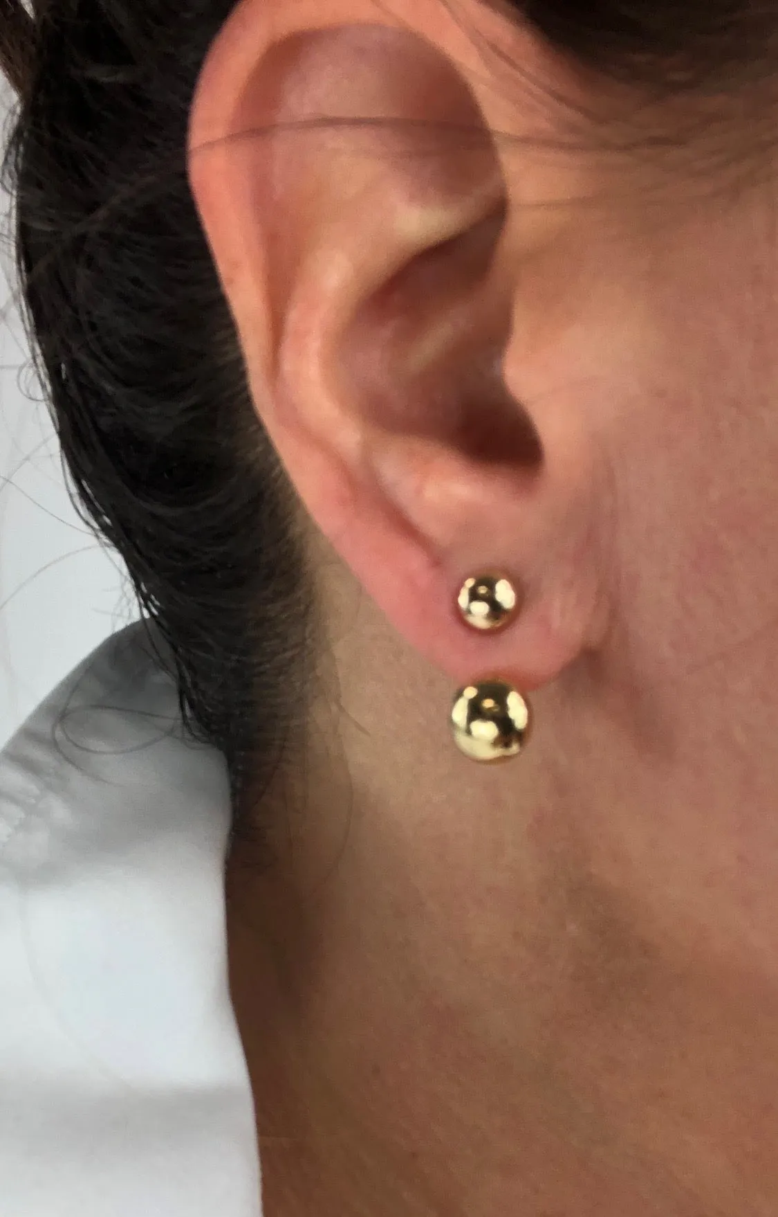 14K Yellow Gold Earrings with Ear Jacket
