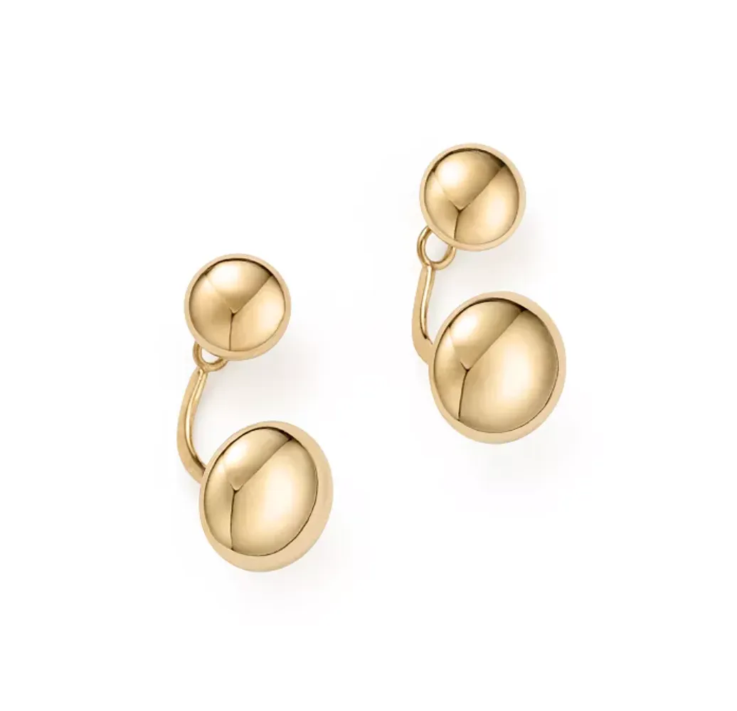 14K Yellow Gold Earrings with Ear Jacket