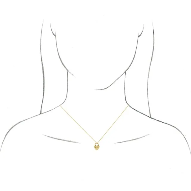 14K Yellow Gold Engravable Heart Lock 16-18" Necklace