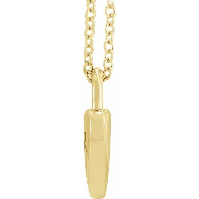 14K Yellow Gold Engravable Heart Lock 16-18" Necklace