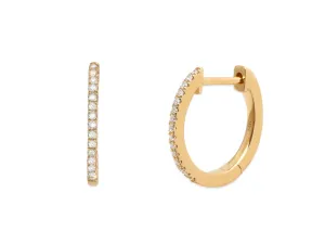 14k Yellow Gold Small Diamond Huggie Earrings
