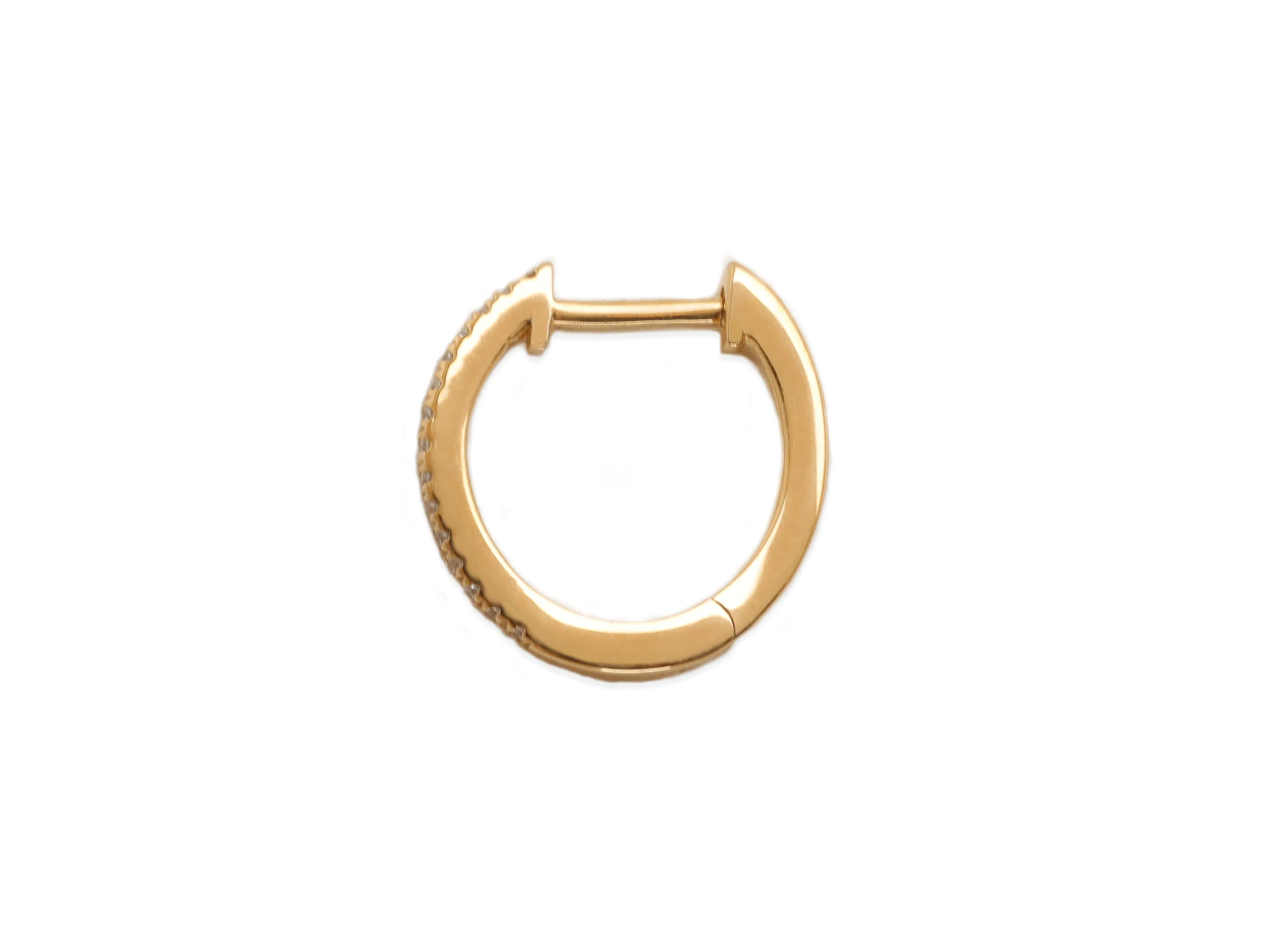 14k Yellow Gold Small Diamond Huggie Earrings