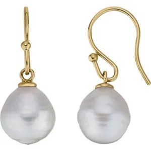 14KT Yellow Gold Paspaley Pearl Shepherd Hook Earrings 14mm