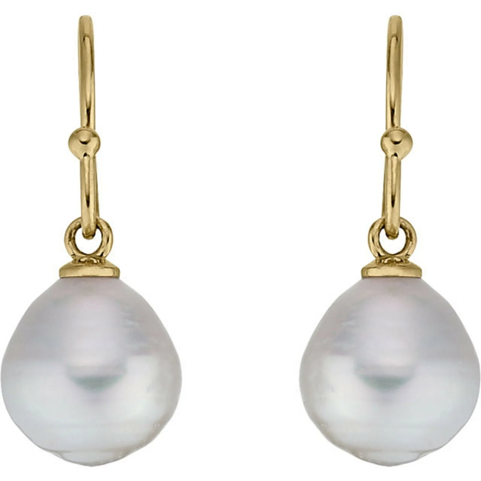 14KT Yellow Gold Paspaley Pearl Shepherd Hook Earrings 14mm