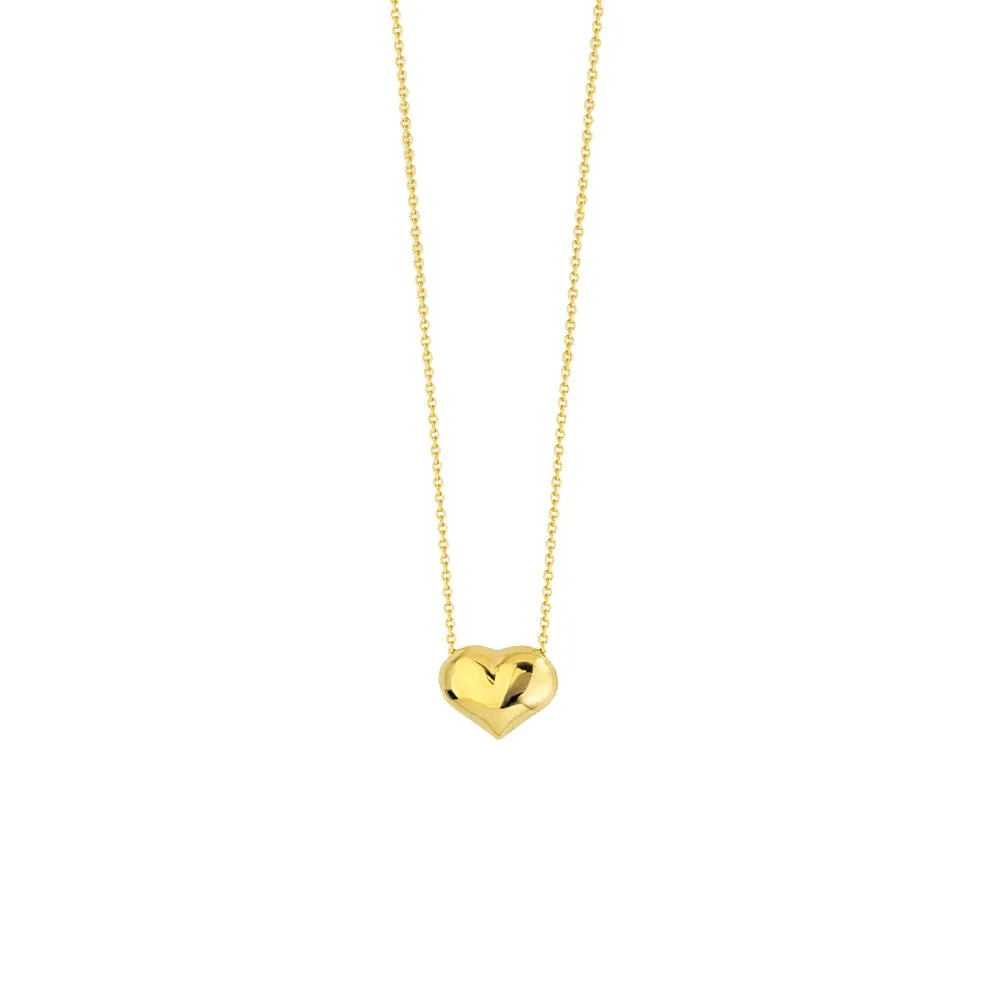 14kt Yellow Gold Puffed Heart Pendant Necklace