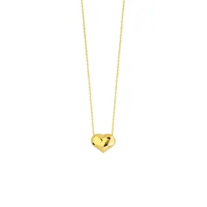 14kt Yellow Gold Puffed Heart Pendant Necklace