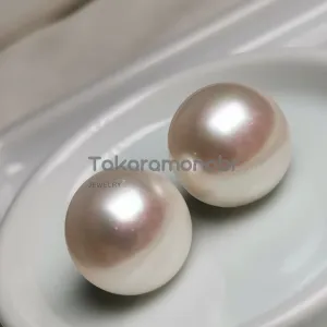 15.0-16.0 mm White Button Freshwater Pearl Earrings