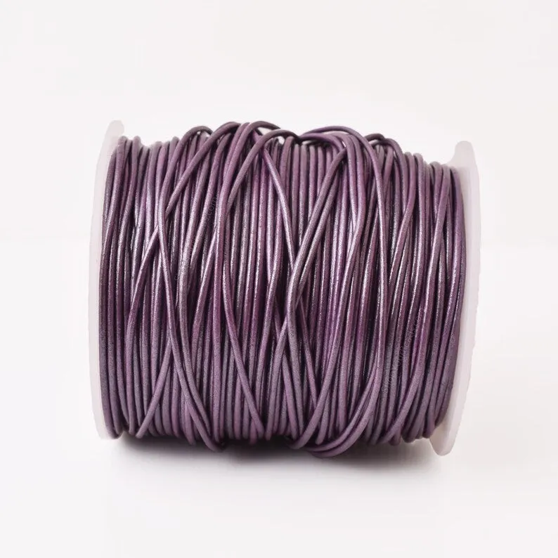 1.5mm Metallic Purple Leather Cord - Round