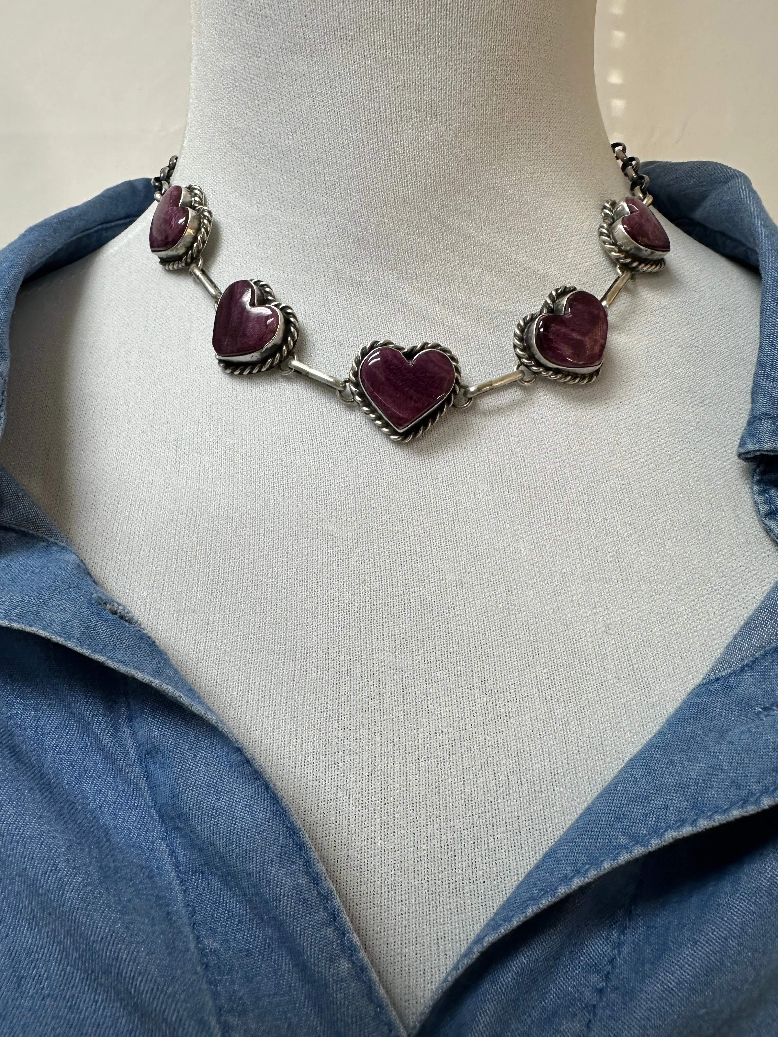 16" Purple Spiny Heart Necklace