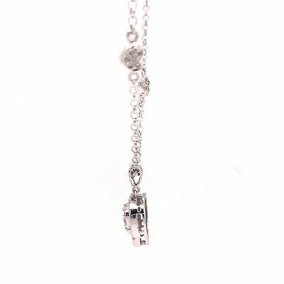 18K Diamond Pave Heart Necklace with Heart and Star Stations White Gold