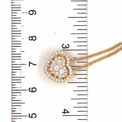 18K Diamond Pave Heart Pendant Diamond By The Yard Chain Yellow Gold