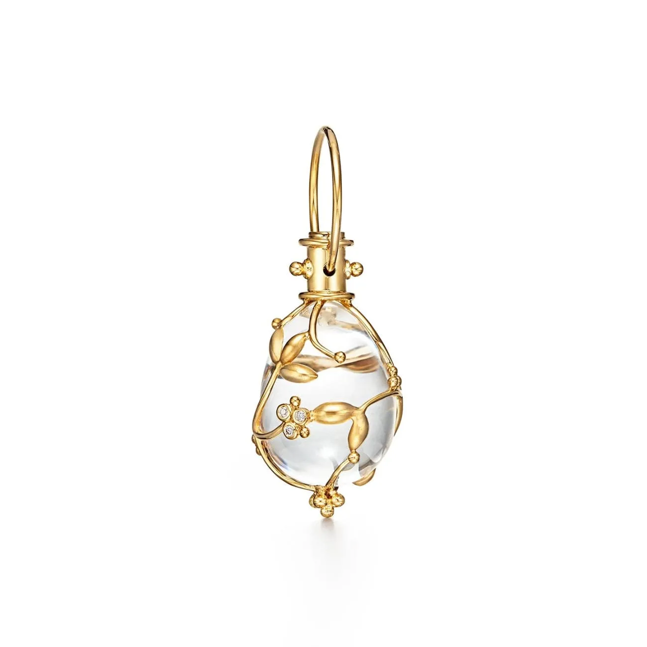 18K Vine Amulet with oval rock crystal and diamond