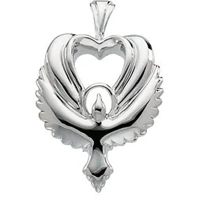 18k Yellow Gold Dove Heart Pendant
