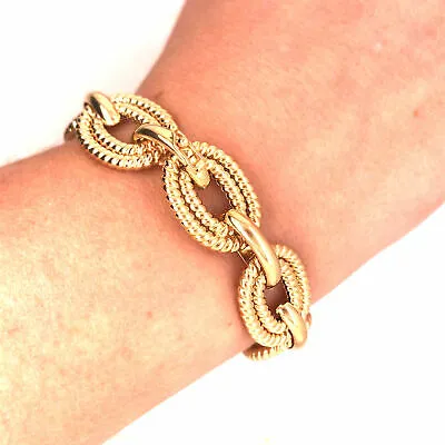 18K Yellow Gold Italian Oval Braided Link Bracelet