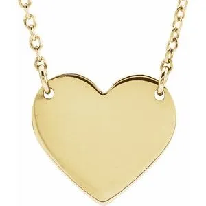 18K Yellow Gold-Plated Sterling Silver 8x7.2 mm Heart 16-18" Necklace