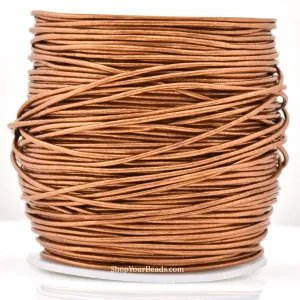 1mm Metallic Copper Leather Cord - Round - Premium Quality - Indian Leather - Wrap Bracelet Making Findings - Lead Free - Necklace Making