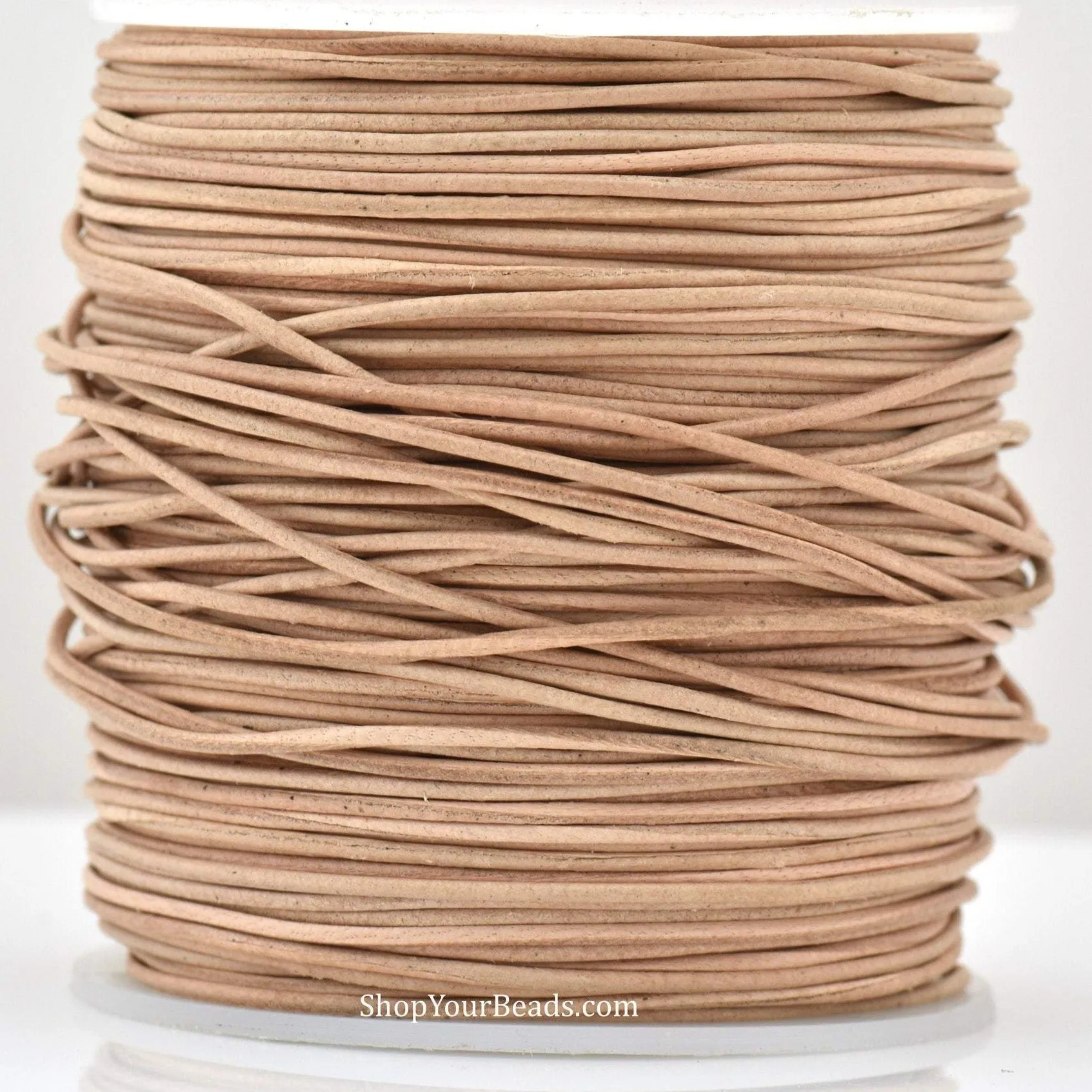 1mm Natural Beige Color Leather Cord - Round - Premium Quality - Indian Leather - Wrap Bracelet Making Findings, Lead Free, Necklace Making