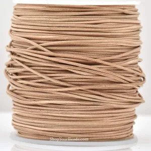 1mm Natural Beige Color Leather Cord - Round - Premium Quality - Indian Leather - Wrap Bracelet Making Findings, Lead Free, Necklace Making