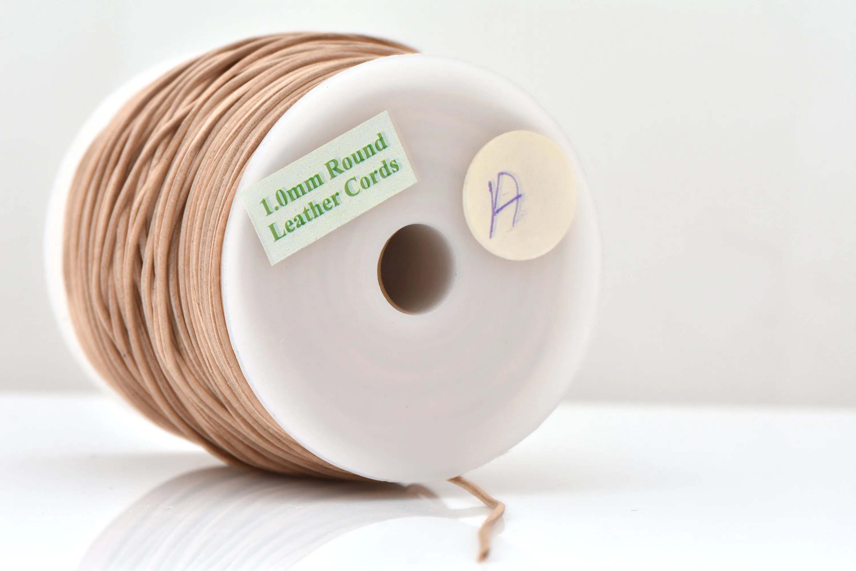 1mm Natural Beige Color Leather Cord - Round - Premium Quality - Indian Leather - Wrap Bracelet Making Findings, Lead Free, Necklace Making