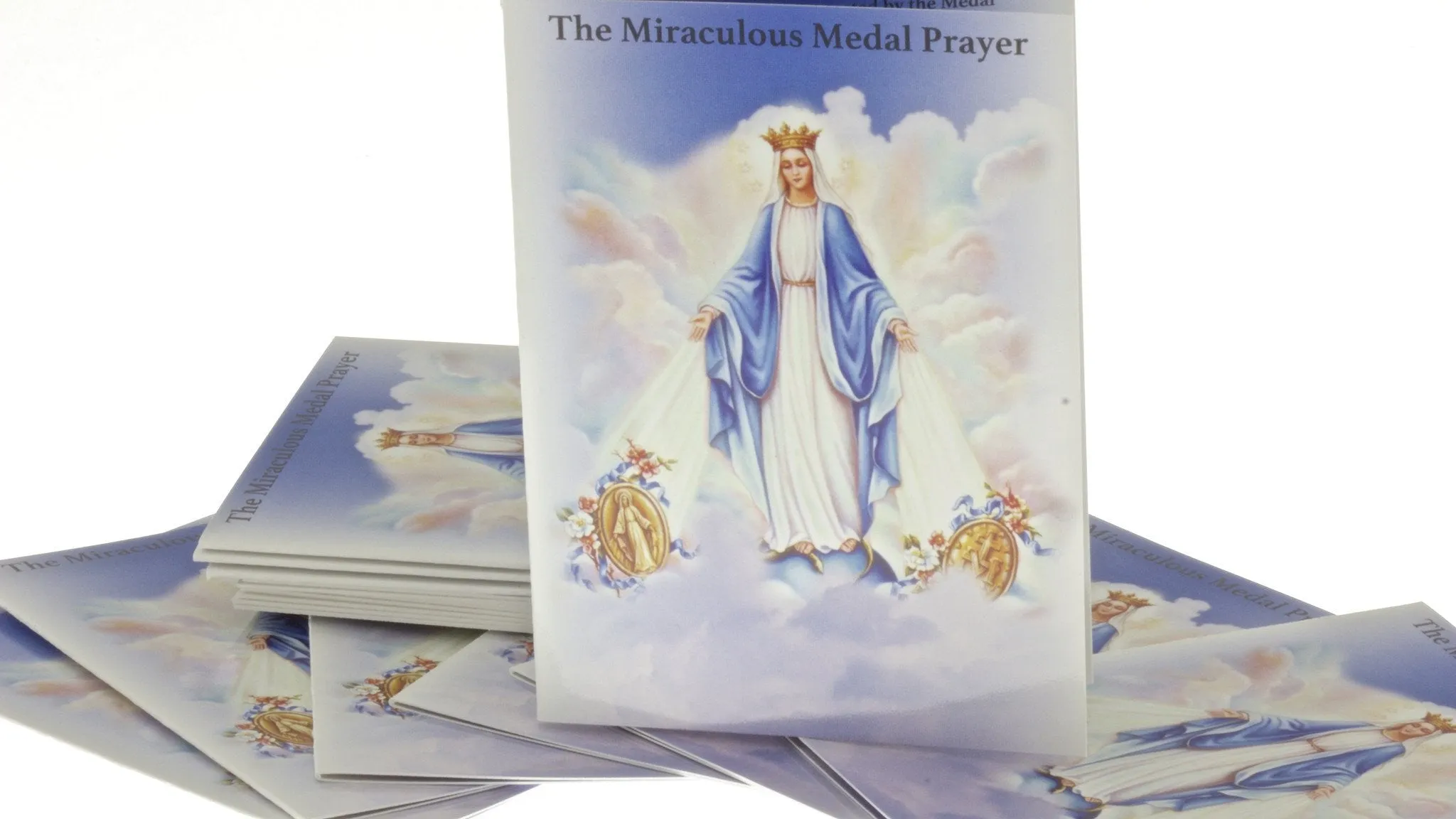 20 Light Blue Cord Miraculous Medal Rosary Bracelets with Prayer Booklets
