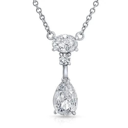 2.01ct Pear Shaped Diamond Necklace Pendant in 18k White Gold