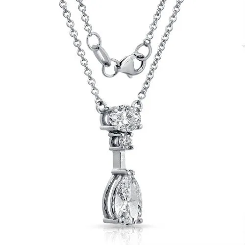 2.01ct Pear Shaped Diamond Necklace Pendant in 18k White Gold