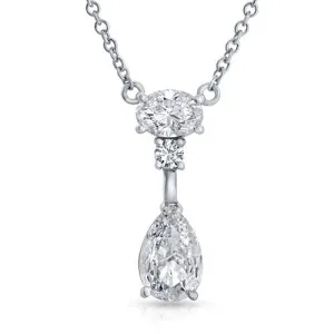 2.01ct Pear Shaped Diamond Necklace Pendant in 18k White Gold