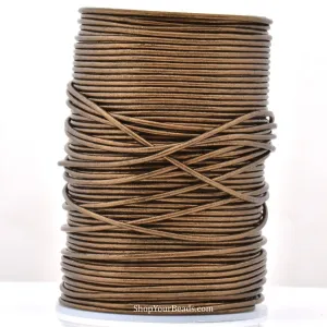 2mm Metallic Bronze Leather Cord - Round - Premium Quality - Indian Leather - Wrap Bracelet Making Findings - Lead Free - Necklace Making