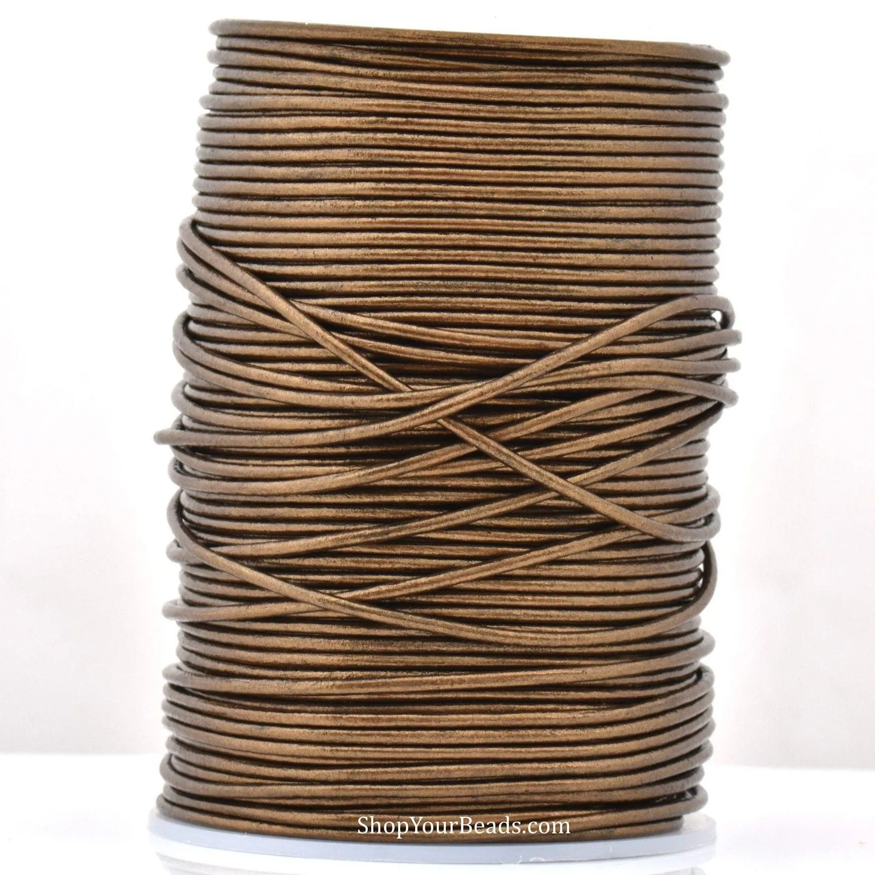 2mm Metallic Bronze Leather Cord - Round - Premium Quality - Indian Leather - Wrap Bracelet Making Findings - Lead Free - Necklace Making
