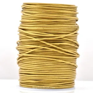 2mm Metallic Gold Leather Cord - Round - Premium Quality - Indian Leather - Wrap Bracelet Making Findings - Lead Free - Necklace Making