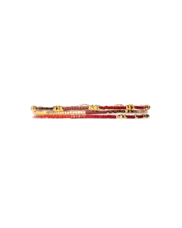 3 Miyuki Beaded Stretch Bracelets - Brown   Cream   Mustard