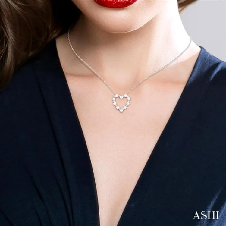 3 MM Round Shape Cultured Pearl and 1/5 ctw Round Cut Diamond Heart Shape Pendant With Chain in 14K White Gold