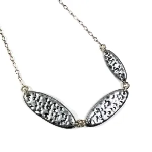3 Piece Long Oval Link Necklace - Chrome