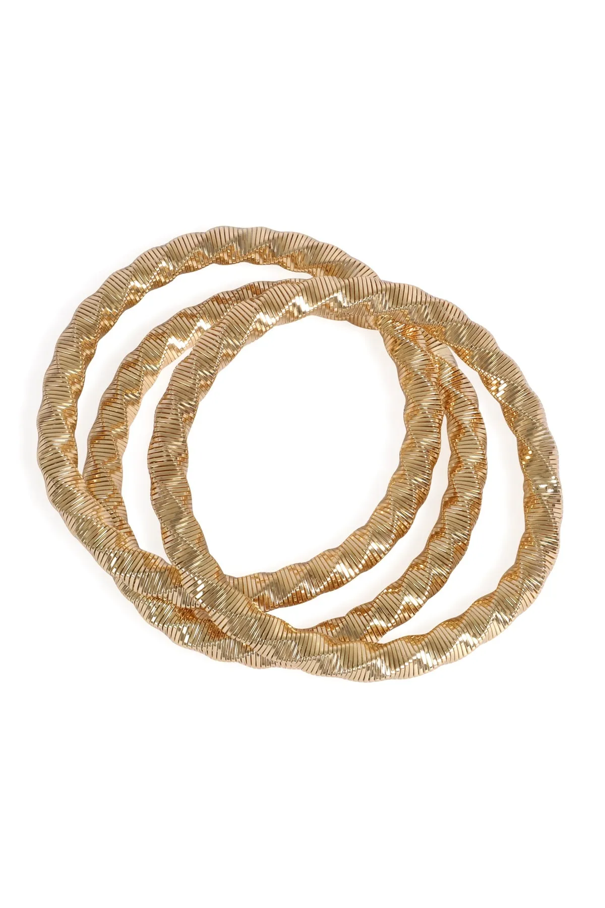 3 Rows Twisted Omega Bracelet Gold - Pack of 6