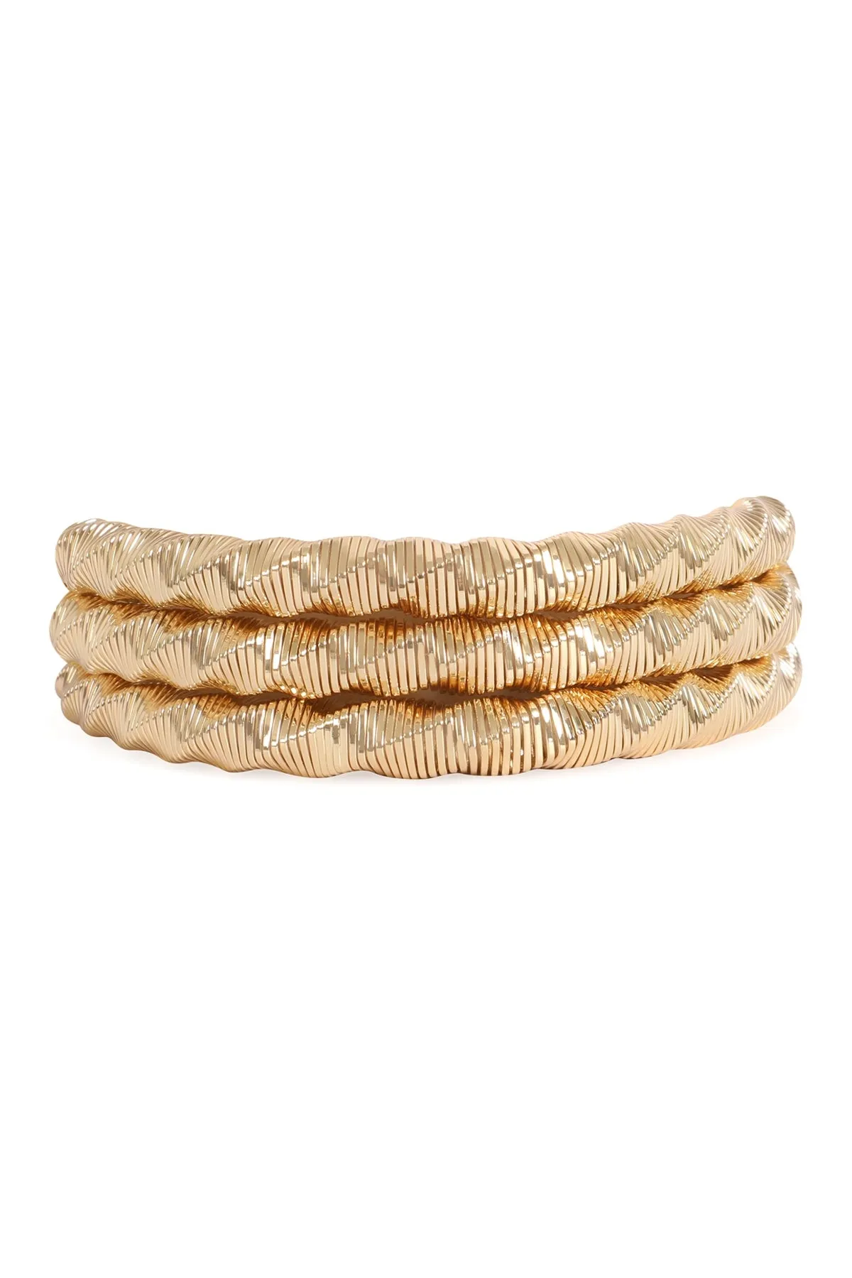 3 Rows Twisted Omega Bracelet Gold - Pack of 6
