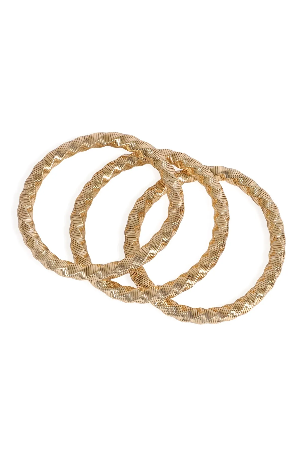 3 Rows Twisted Omega Bracelet Gold - Pack of 6