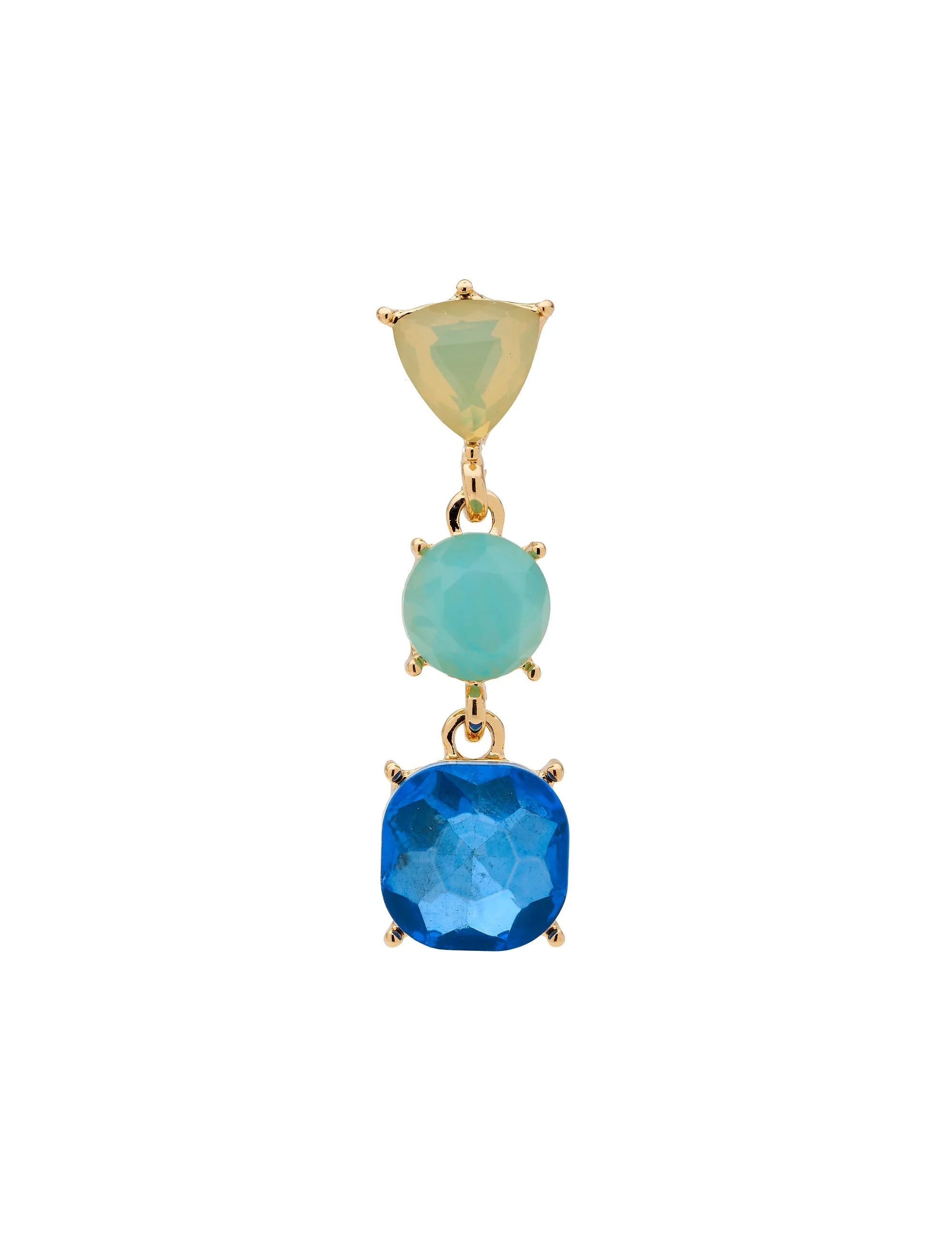 3 TONE STONE DROP EARRING