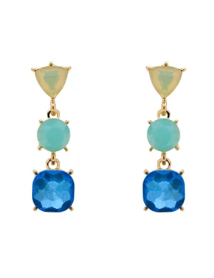3 TONE STONE DROP EARRING