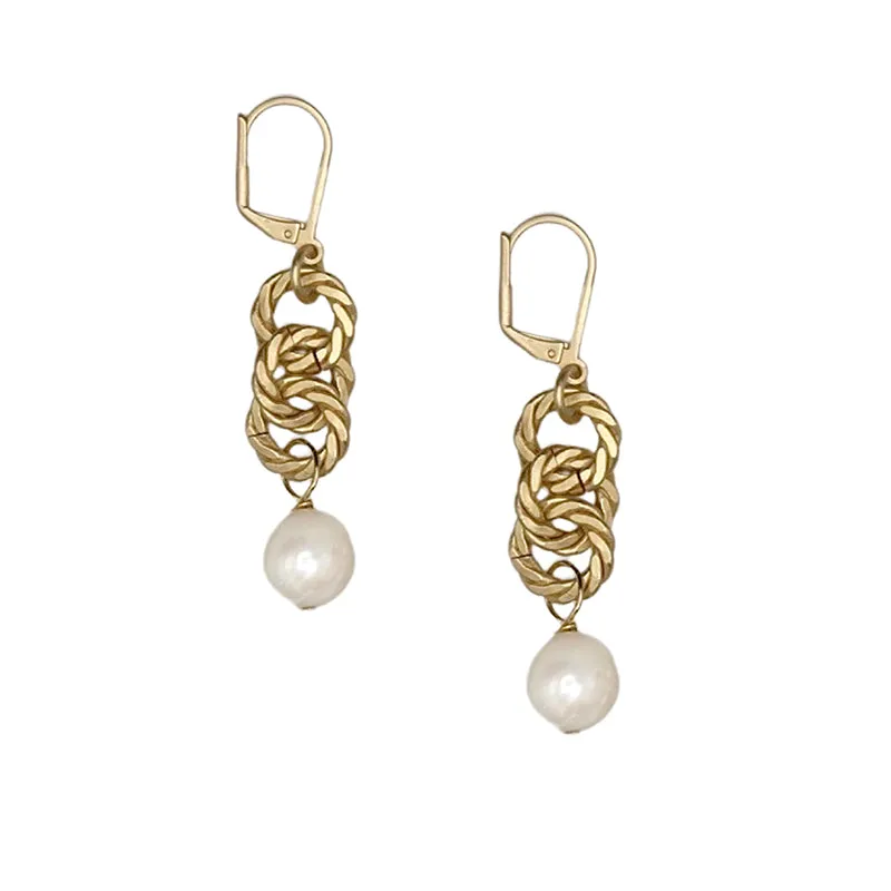 359-01-G | KARL CHAIN EARRINGS (WHITE ON GOLD)