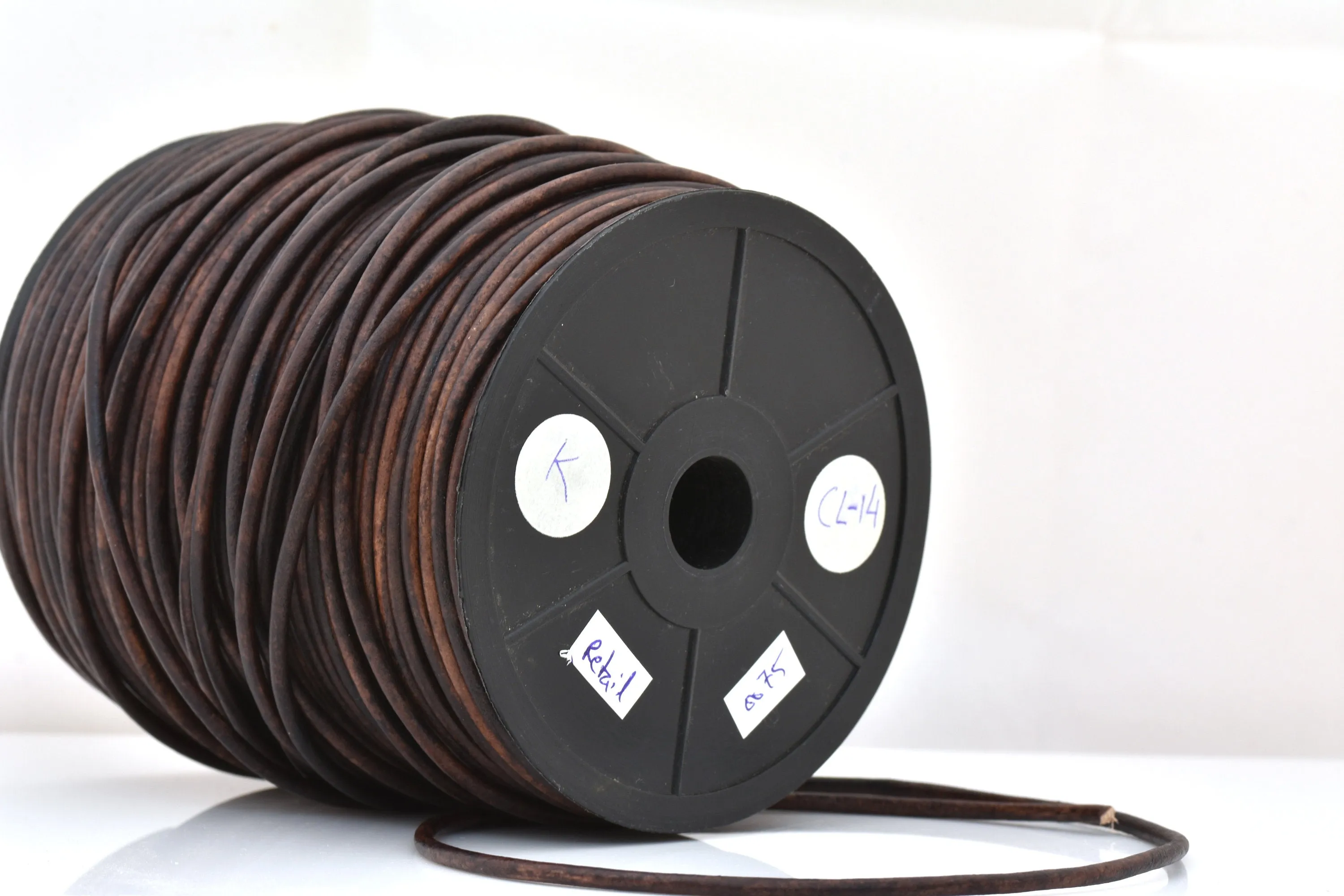 3mm Distressed Brown Leather Cord - Round - Matt Finish - Indian Leather - Wrap Bracelet Making Findings - Antique Color - Natural Dye