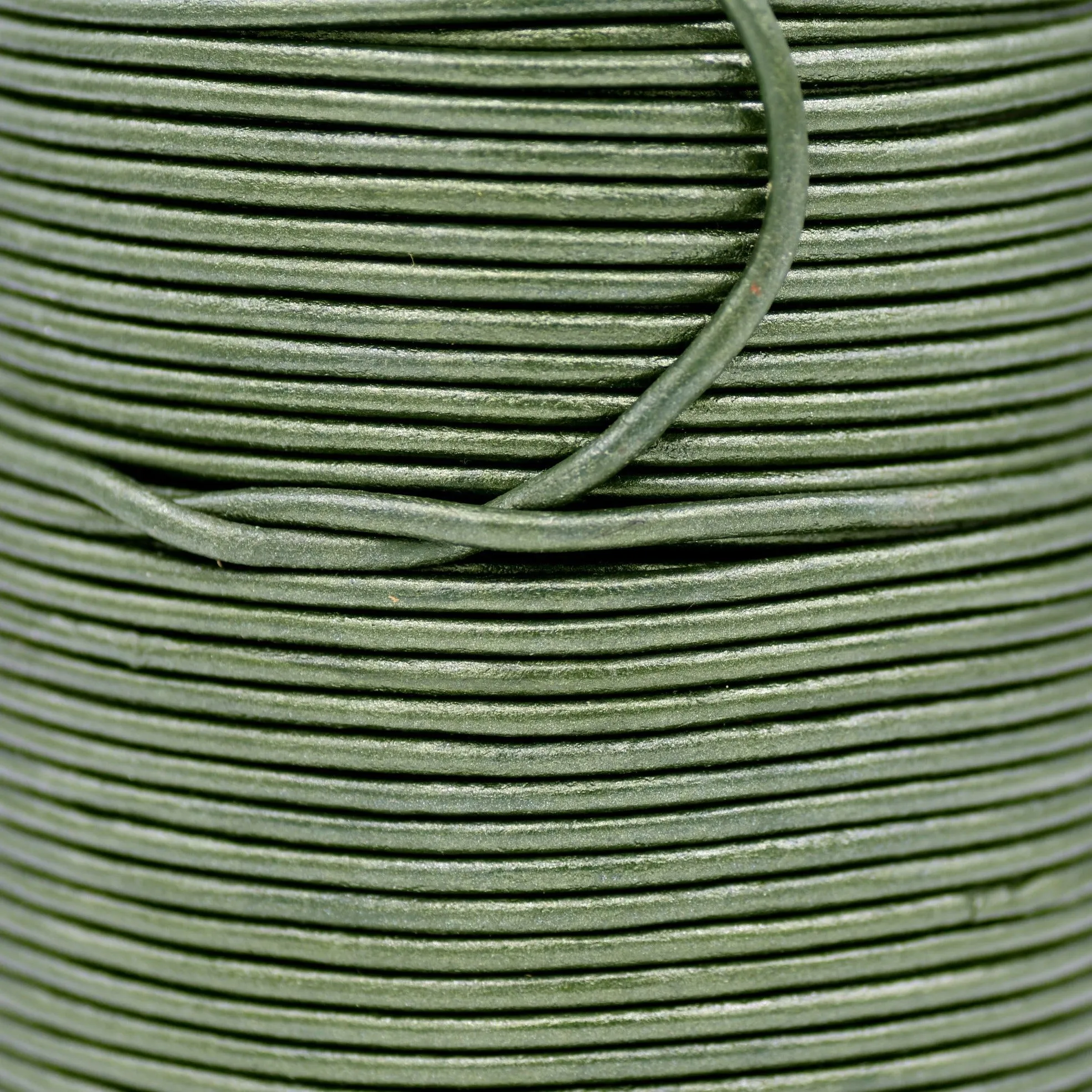 3mm Metallic Forrest Green Leather Cord - Round - Premium Quality - Indian Leather - Wrap Bracelet Making Findings - Necklace Making