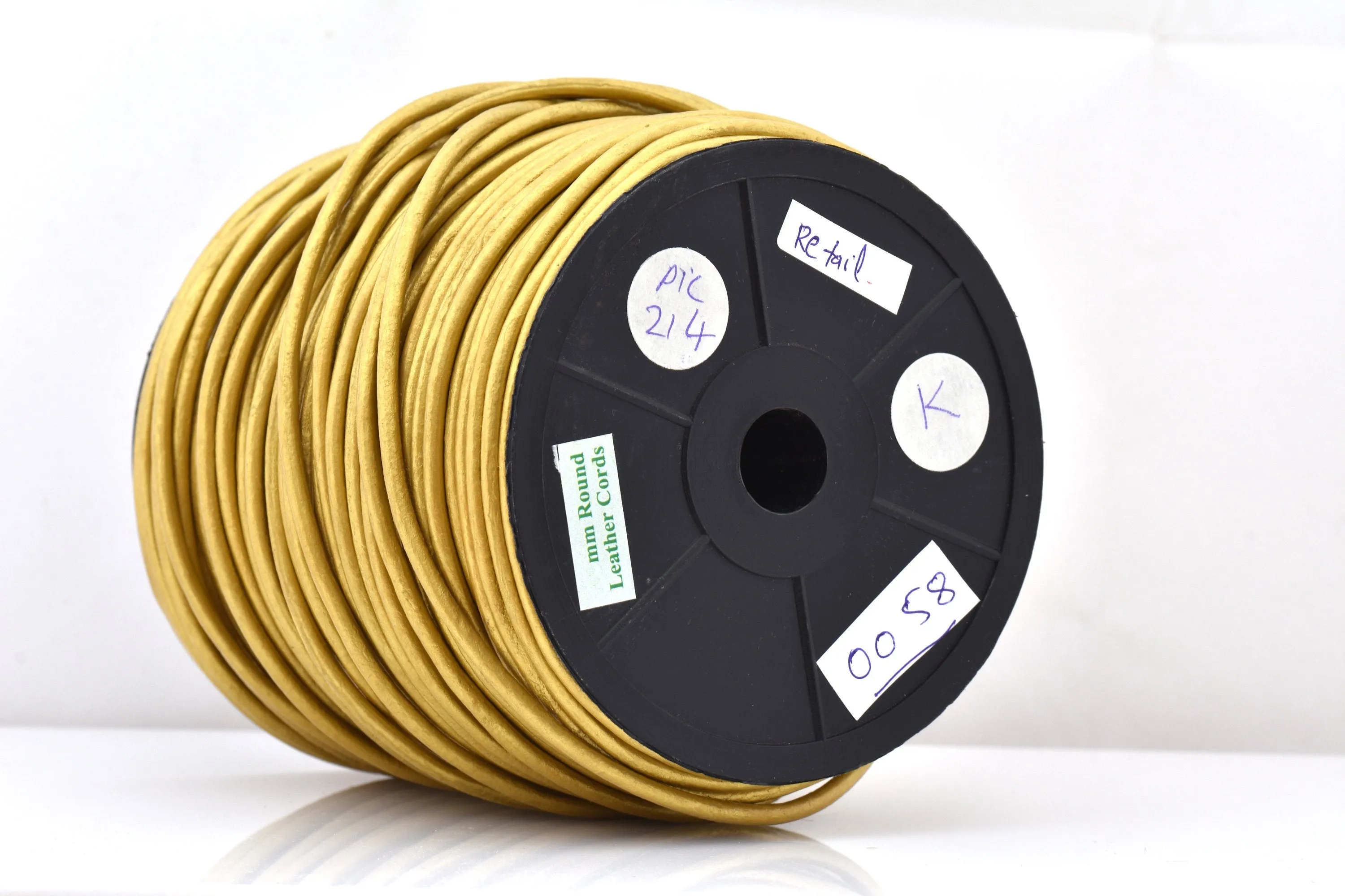 3mm Metallic Gold Leather Cord - Round - Premium Quality - Indian Leather - Wrap Bracelet Making Findings - Lead Free - Necklace Making
